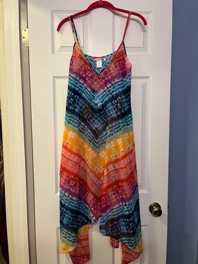 Bleu Rod Beattie Multicolor Tie-Dye Asymmetrical Swim Coverup